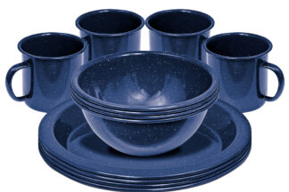 CAMPFIRE 4 PERSON ENAMEL DINNER SET -NAVY